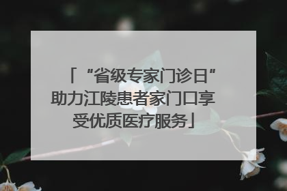 “省级专家门诊日”助力江陵患者家门口享受优质医疗服务