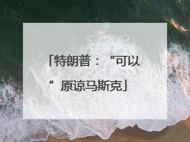 特朗普：“可以”原谅马斯克