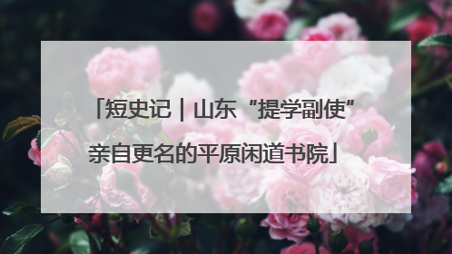 短史记｜山东“提学副使”亲自更名的平原闲道书院