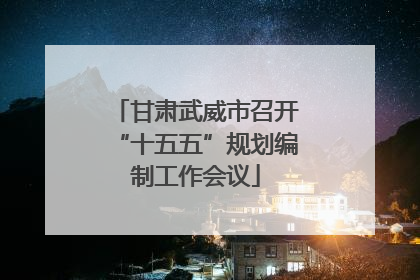 甘肃武威市召开“十五五”规划编制工作会议