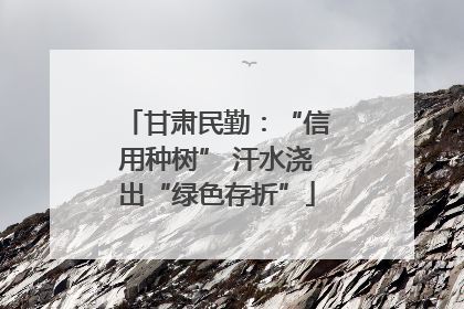 甘肃民勤：“信用种树” 汗水浇出“绿色存折”