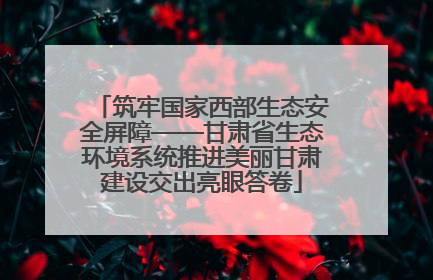 筑牢国家西部生态安全屏障——甘肃省生态环境系统推进美丽甘肃建设交出亮眼答卷