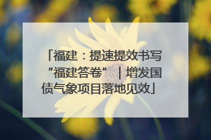 福建：提速提效书写“福建答卷”｜增发国债气象项目落地见效