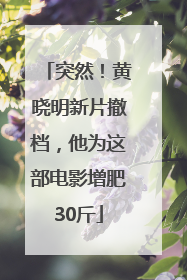 突然！黄晓明新片撤档，他为这部电影增肥30斤