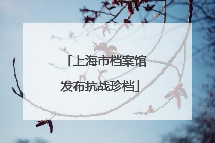 上海市档案馆发布抗战珍档