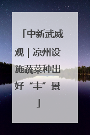 中新武威观｜凉州设施蔬菜种出好“丰”景