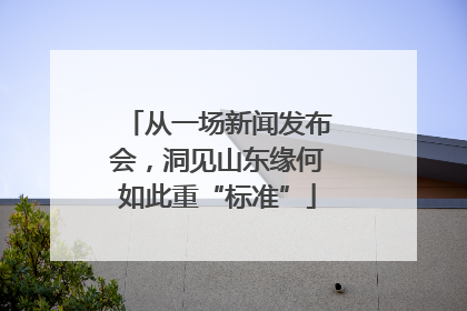 从一场新闻发布会，洞见山东缘何如此重“标准”
