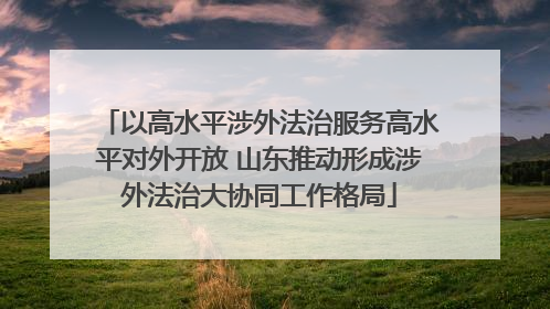 以高水平涉外法治服务高水平对外开放 山东推动形成涉外法治大协同工作格局