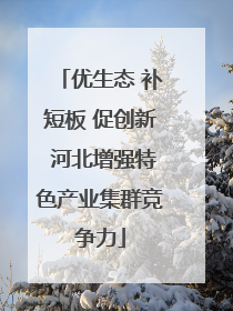 优生态 补短板 促创新 河北增强特色产业集群竞争力