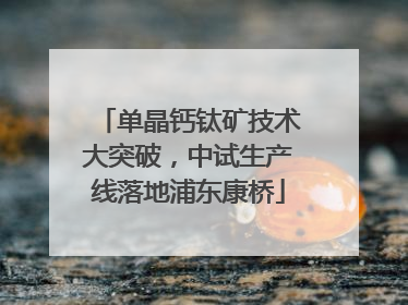 单晶钙钛矿技术大突破，中试生产线落地浦东康桥