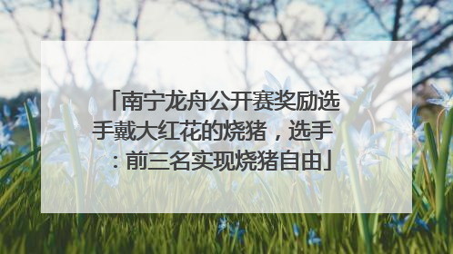 南宁龙舟公开赛奖励选手戴大红花的烧猪，选手：前三名实现烧猪自由