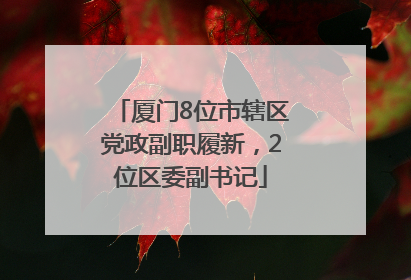 厦门8位市辖区党政副职履新，2位区委副书记