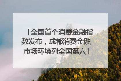 全国首个消费金融指数发布，成都消费金融市场环境列全国第六