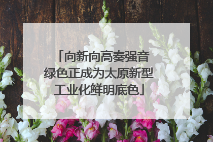 向新向高奏强音 绿色正成为太原新型工业化鲜明底色