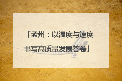 孟州：以温度与速度书写高质量发展答卷