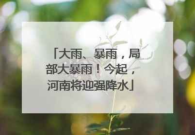 大雨、暴雨，局部大暴雨！今起，河南将迎强降水