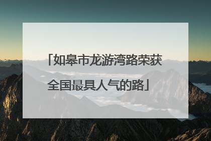 如皋市龙游湾路荣获全国最具人气的路