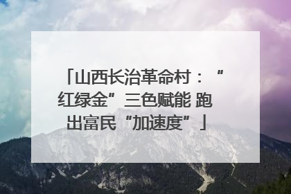 山西长治革命村：“红绿金”三色赋能 跑出富民“加速度”