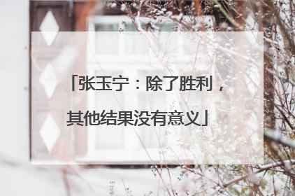 张玉宁：除了胜利，其他结果没有意义