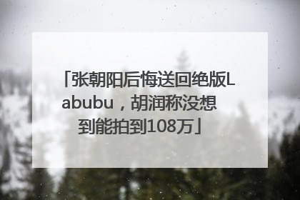 张朝阳后悔送回绝版Labubu，胡润称没想到能拍到108万