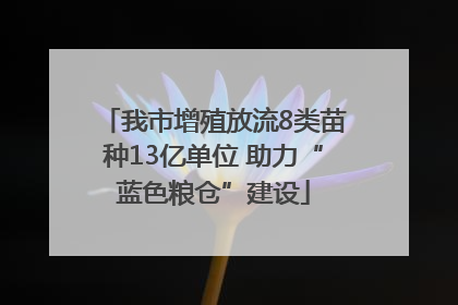 我市增殖放流8类苗种13亿单位 助力“蓝色粮仓”建设