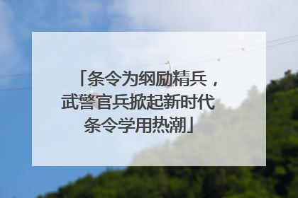 条令为纲励精兵，武警官兵掀起新时代条令学用热潮