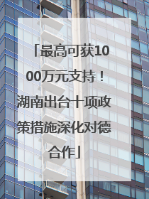最高可获1000万元支持！湖南出台十项政策措施深化对德合作