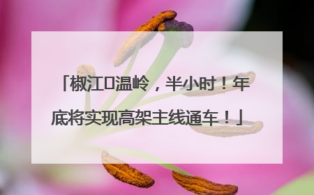 椒江⇌温岭，半小时！年底将实现高架主线通车！