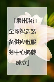 泉州洛江全球智造装备供应链服务中心揭牌成立