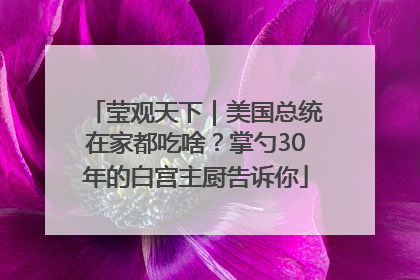 莹观天下｜美国总统在家都吃啥？掌勺30年的白宫主厨告诉你