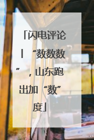 闪电评论丨“数数数”，山东跑出加“数”度