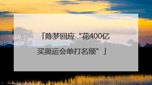 陈梦回应“花400亿买奥运会单打名额”
