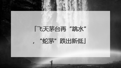 飞天茅台再“跳水”，“蛇茅”跌出新低