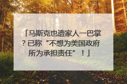 马斯克也遭家人一巴掌？已称“不想为美国政府所为承担责任”！