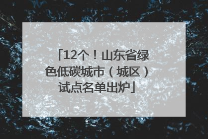 12个！山东省绿色低碳城市（城区）试点名单出炉