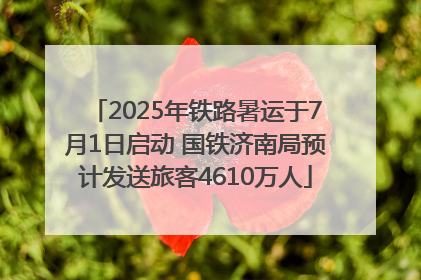 2025年铁路暑运于7月1日启动 国铁济南局预计发送旅客4610万人